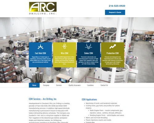 Arc Drilling's manufacturing website design built with a custom WordPress theme
