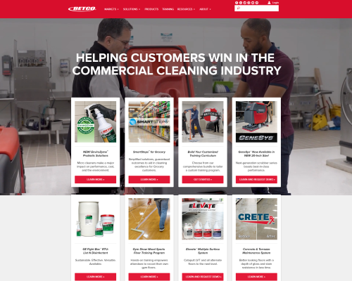 Betco, An Industrial Web Design Client, Homepage Showing Their Website Design