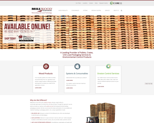 Millwood Manufacturing Web Design Work Displaying The Homepage