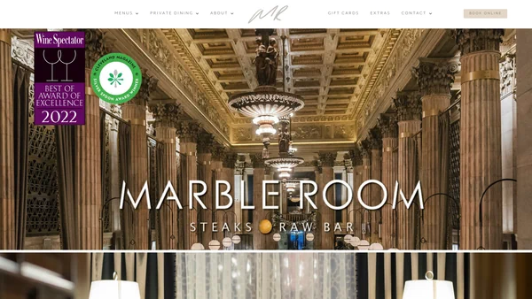 Marble Room Cleveland Restaurant Hero Section