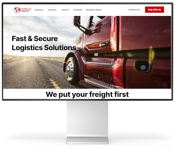 Standard Freight's new logistics website design on an Apple monitor