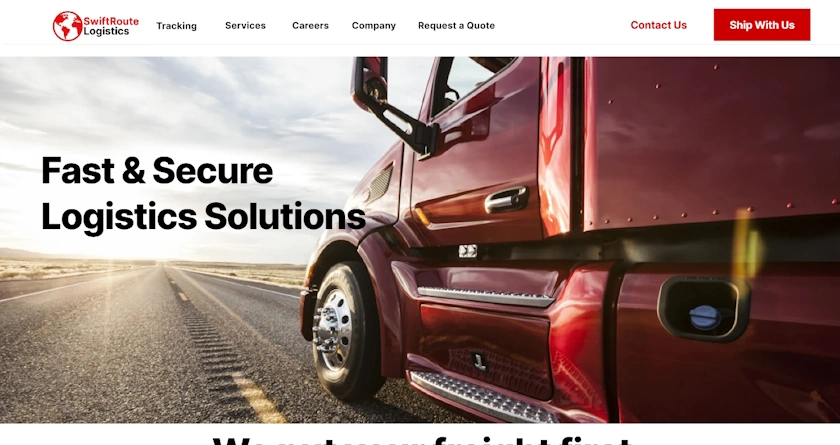 SwiftRoute Logistics website design that shows strength and boldness